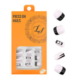 LASHIDOL Press On Magic Nails Pink&Black with Diamond LI-TPUN-QL-4#-YSK 24 -C-20232