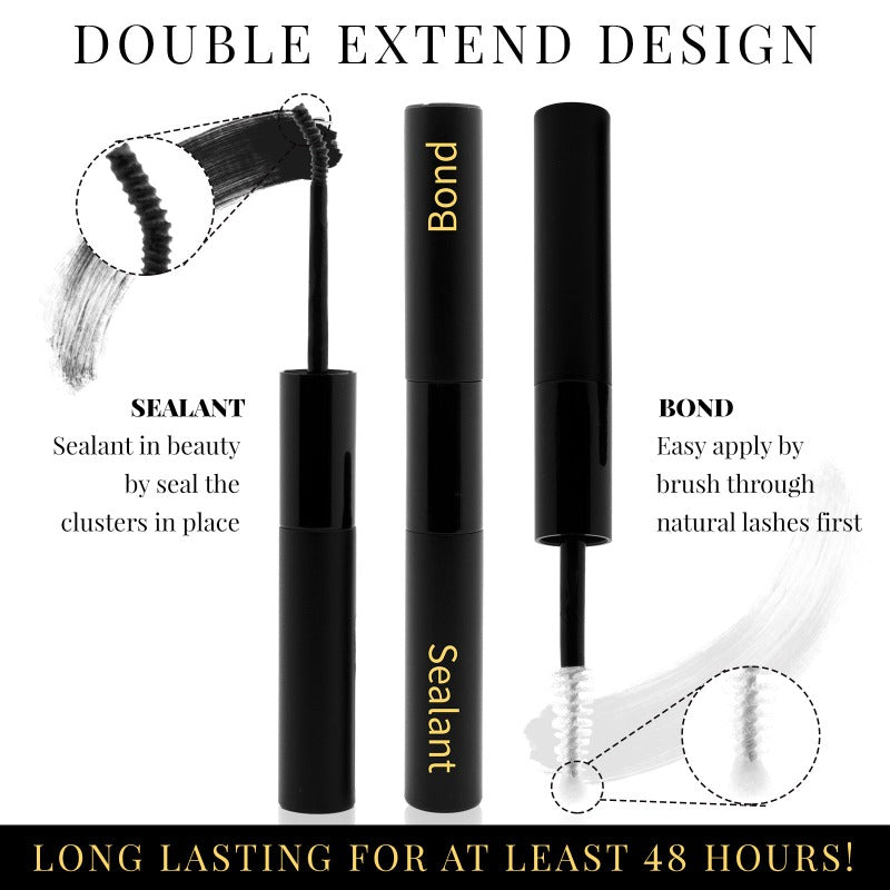 LASHIDOL Seal&Bond for Lash Clusters Individual Lashes Glue and Seal Super Strong Hold DIY Lash Extension Kit Hold 48-72 Hours Waterproof Cluster