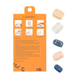 LASHIDOL Press On Magic Nails Champagne pink blue check LI-TPUN-QL-2#-YSK 24 -C-20232