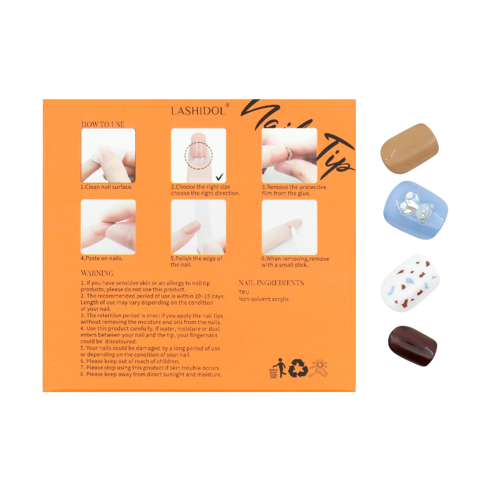 LASHIDOL Press On Magic Nails Blue Spot Bears