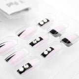 LASHIDOL Press On Magic Nails Pink&Black with Diamond LI-TPUN-QL-4#-YSK 24 -C-20232