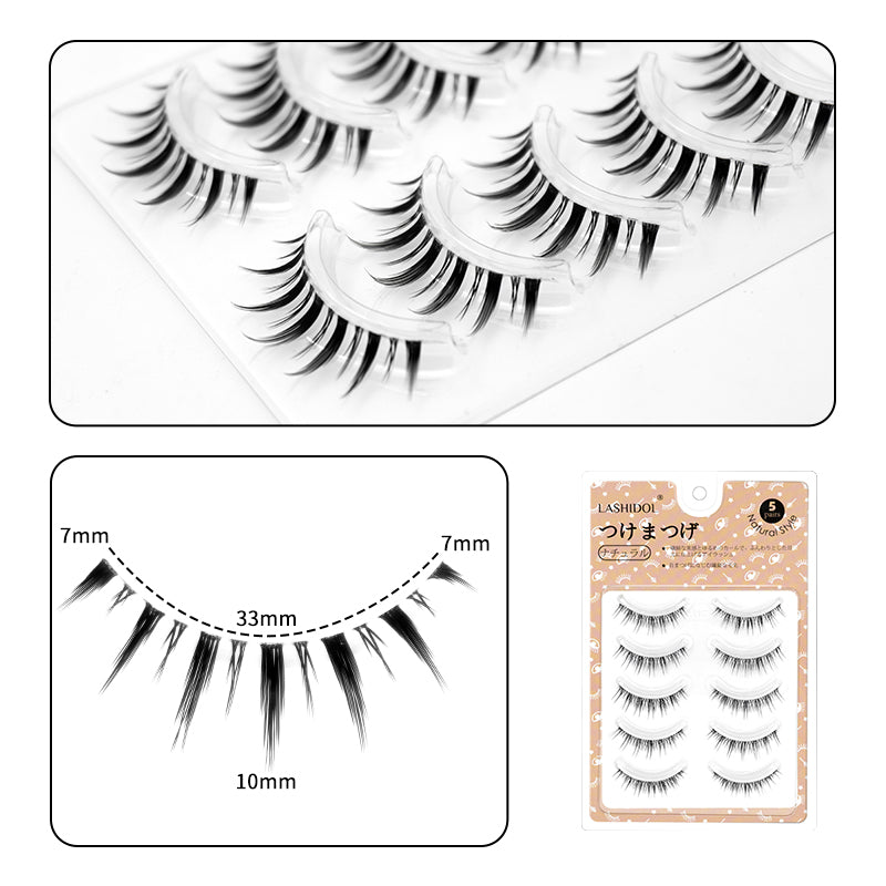 LASHIDOL Transparent Band False eyelashes Strip Lashes *5 Pairs "WDL-EU-Manga"