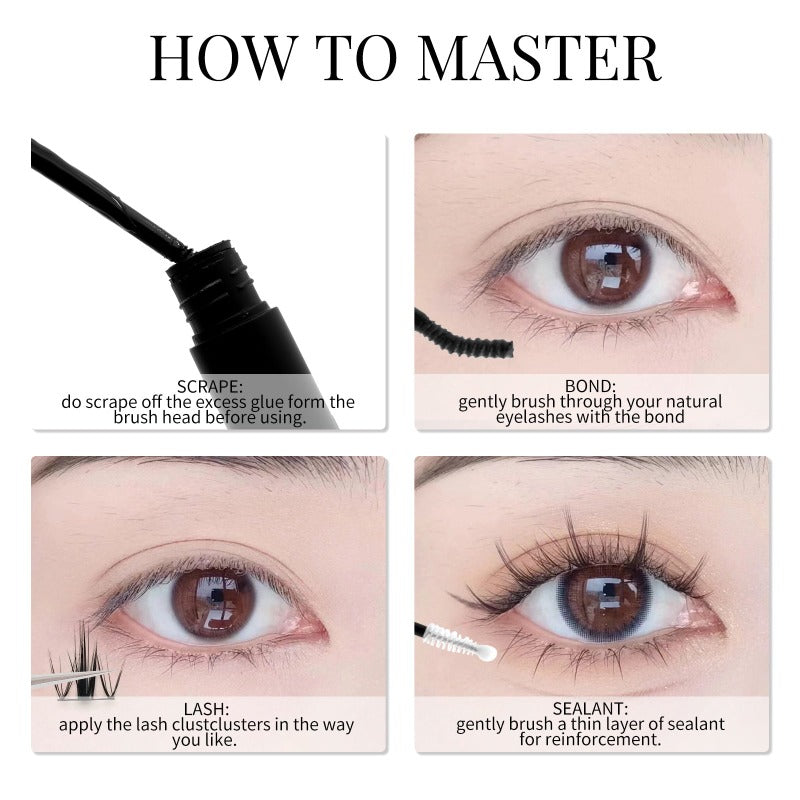 LASHIDOL Seal&Bond for Lash Clusters Individual Lashes Glue and Seal Super Strong Hold DIY Lash Extension Kit Hold 48-72 Hours Waterproof Cluster