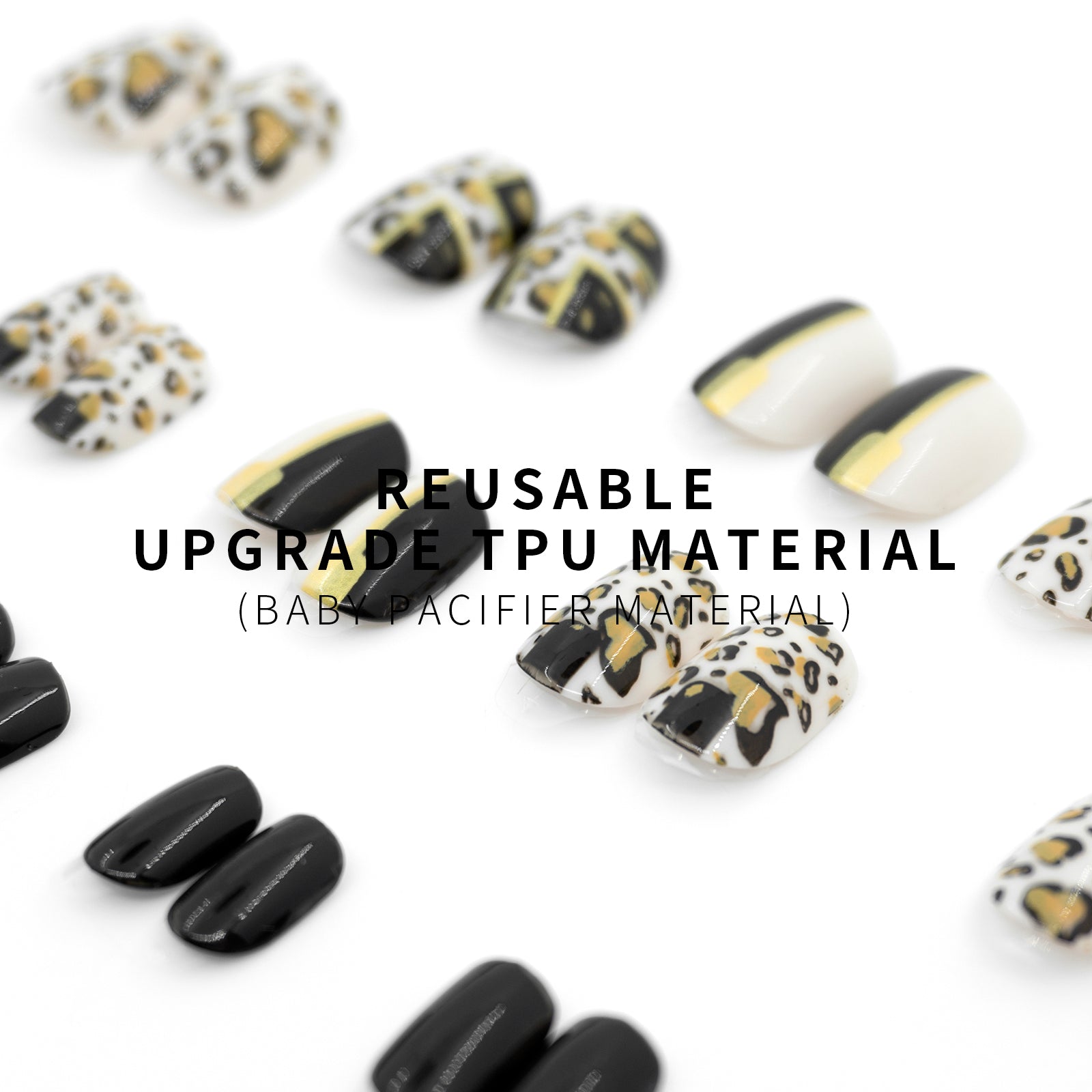 LASHIDOL Press On Magic Nails Black and gold leopard print LI-TPUN-QL-1#-YSK 24-C-20232