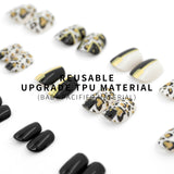 LASHIDOL Press On Magic Nails Black and gold leopard print LI-TPUN-QL-1#-YSK 24-C-20232