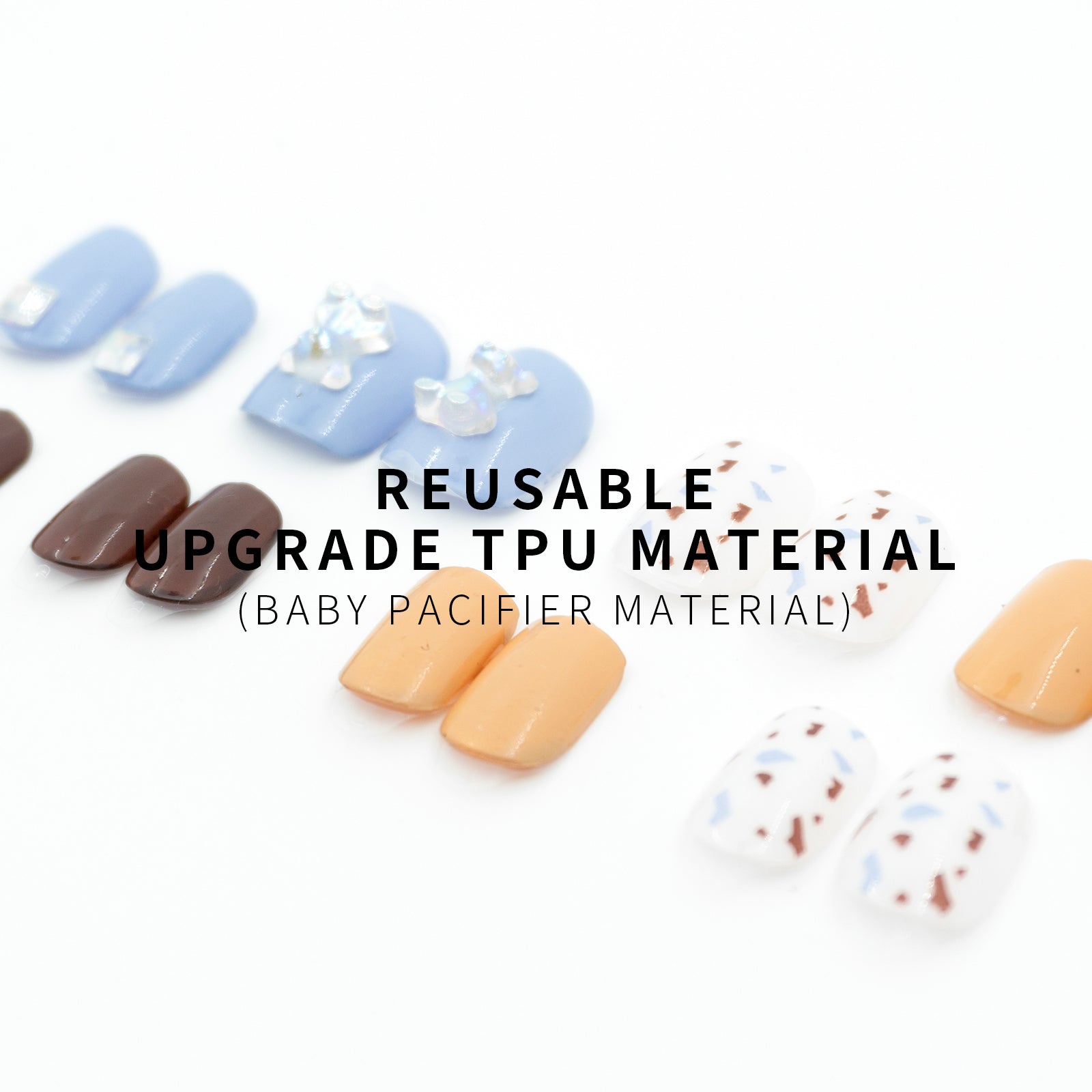 LASHIDOL Press On Magic Nails Blue Spot Bears