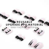LASHIDOL Press On Magic Nails Pink&Black with Diamond LI-TPUN-QL-4#-YSK 24 -C-20232