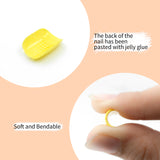 LASHIDOL Press On Magic Nails Summer Yellow Green Flower