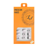 LASHIDOL Press On Magic Nails Pink&Black with Diamond LI-TPUN-QL-4#-YSK 24 -C-20232