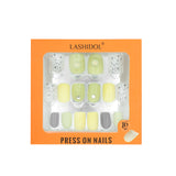 LASHIDOL Press On Magic Nails Green Drop Yellow Spot LI-TPUN-"QL-3#-YSK 16 "-C-20232