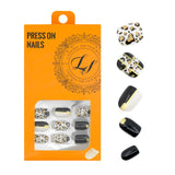LASHIDOL Press On Magic Nails Black and gold leopard print LI-TPUN-QL-1#-YSK 24-C-20232